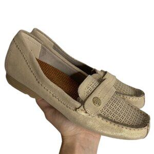 Baretraps Posture Comfort Perforated Leather Gold Oakes Size 7.5